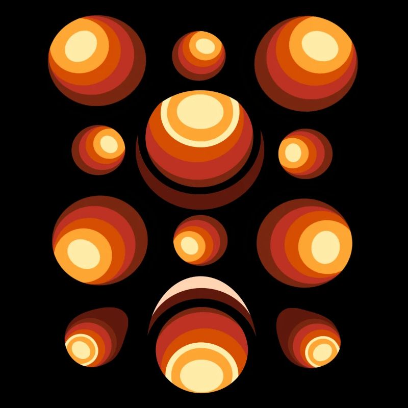 Retro ball 70s pattern orange brown