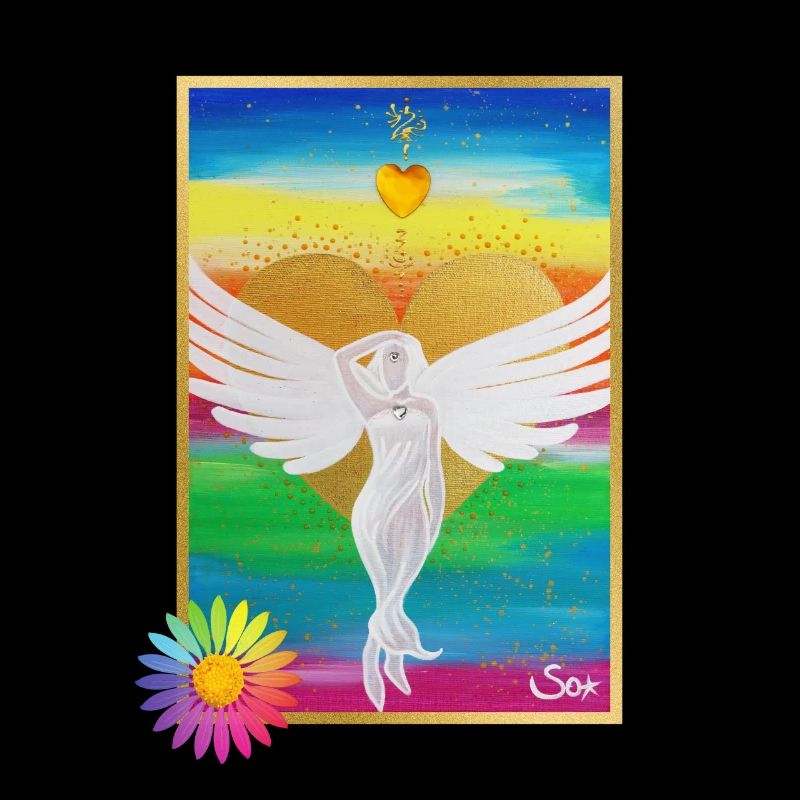 Regenbogen-Engel der Liebe mit Rainbow Blume