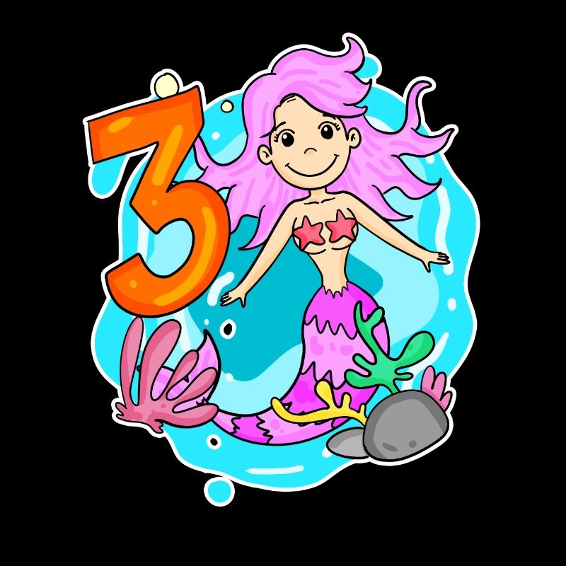 Fille 3 ans sirène de 3ème anniversaire