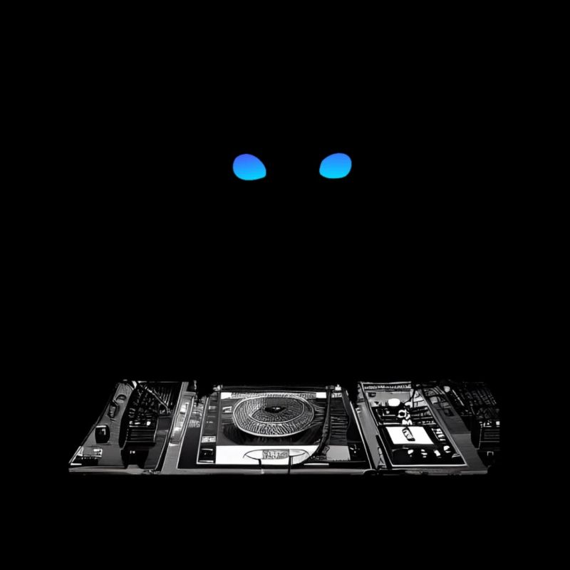 DJ cat avec table de mixage