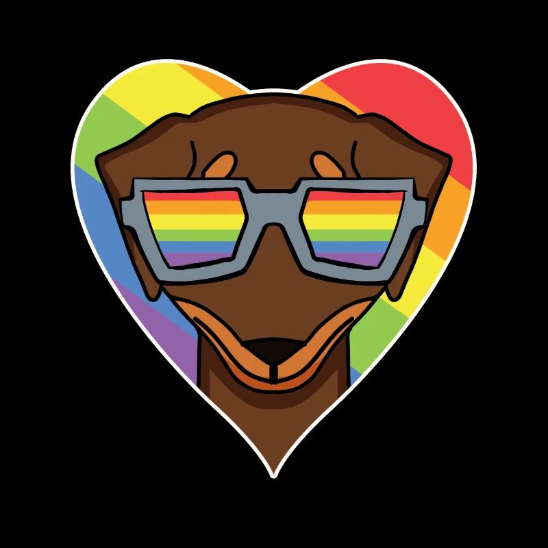 Regenbogen - Hund mit Brille - Dackel
