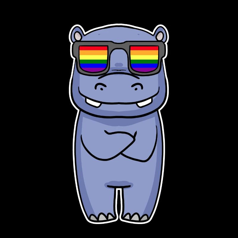 Arc-en-ciel - Hippopotame avec lunettes