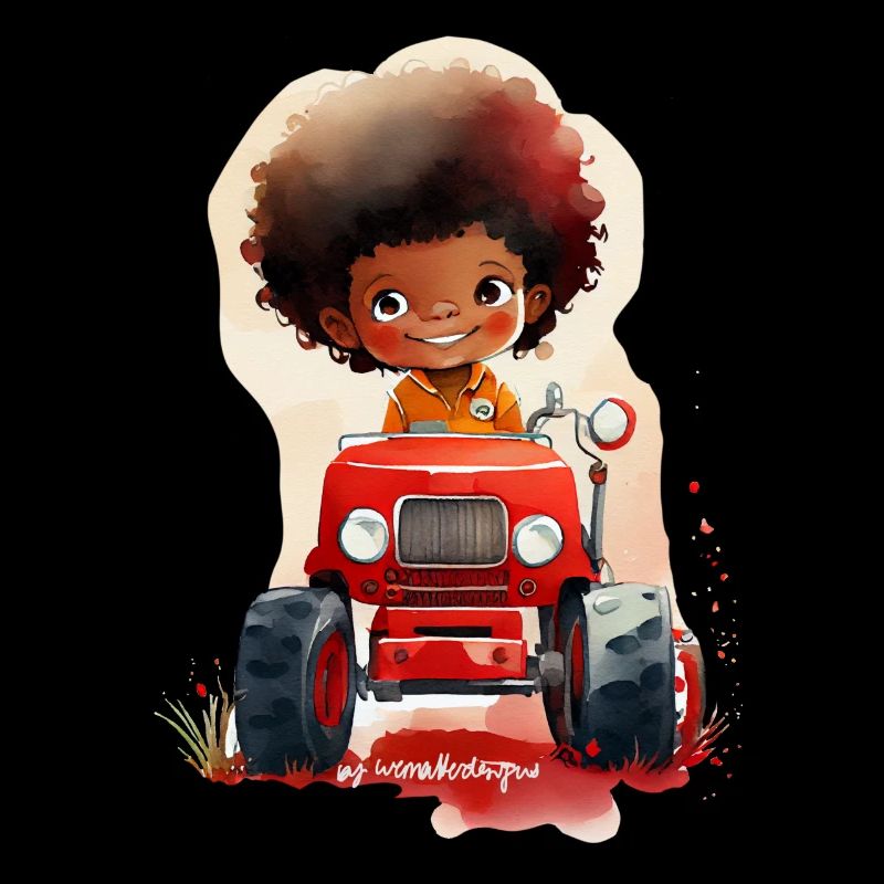 Kleines Kind mit rotem Traktor