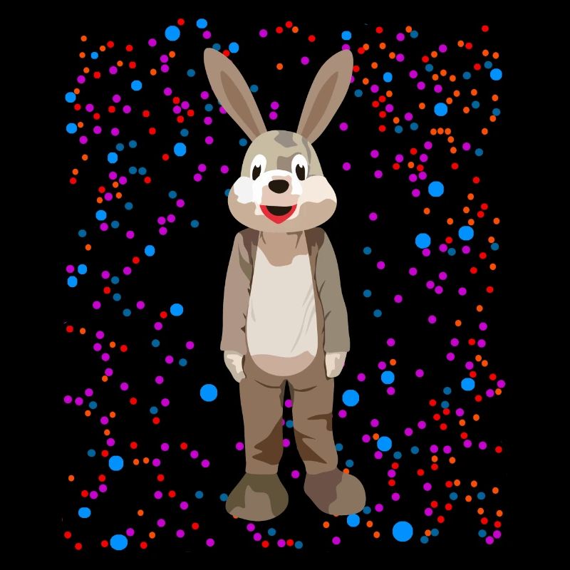 A rabbit with cool colorful dots background