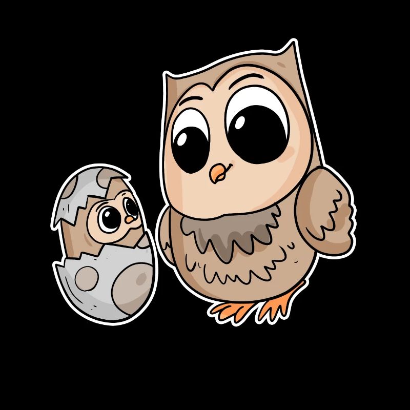 Eule Familie - Eule mit Baby - Eule Motiv