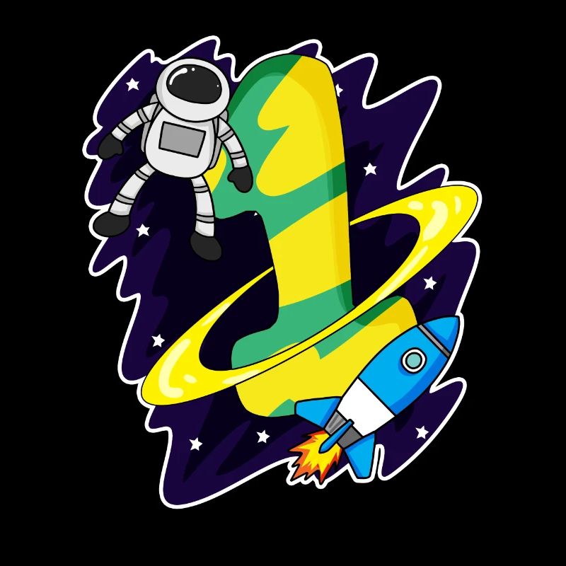 1 Jahr alt - Einschulung - Astronaut Motiv