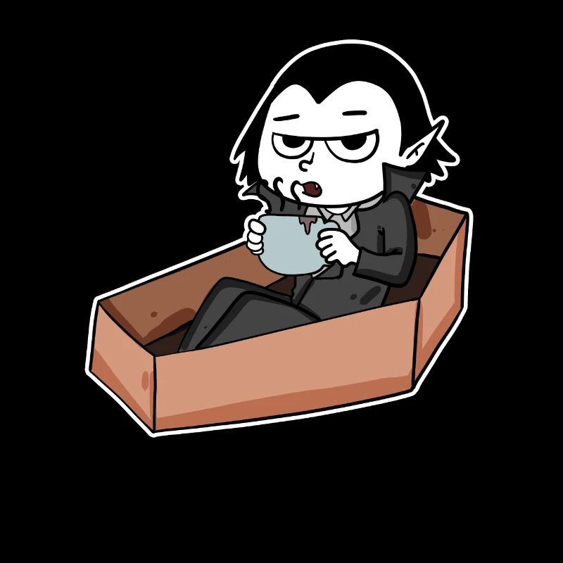 Vampire boit du café