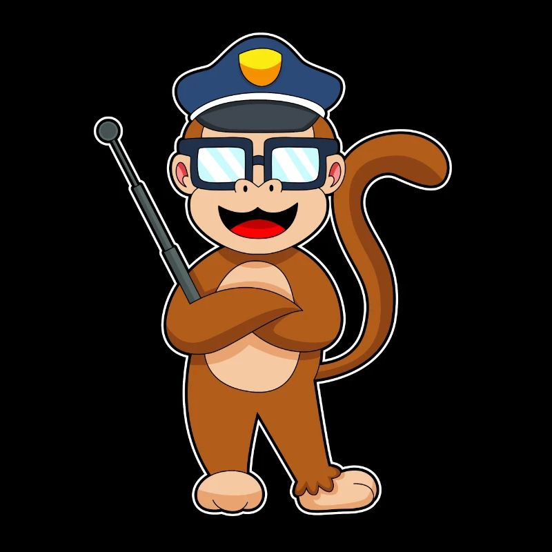 Monkey Policeman Matraque Police