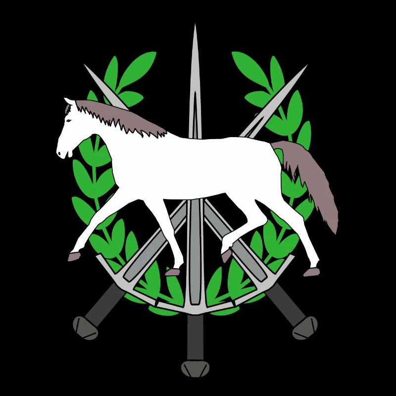 Lorbeerkranz Ritter Schwerter Held Pferd Held