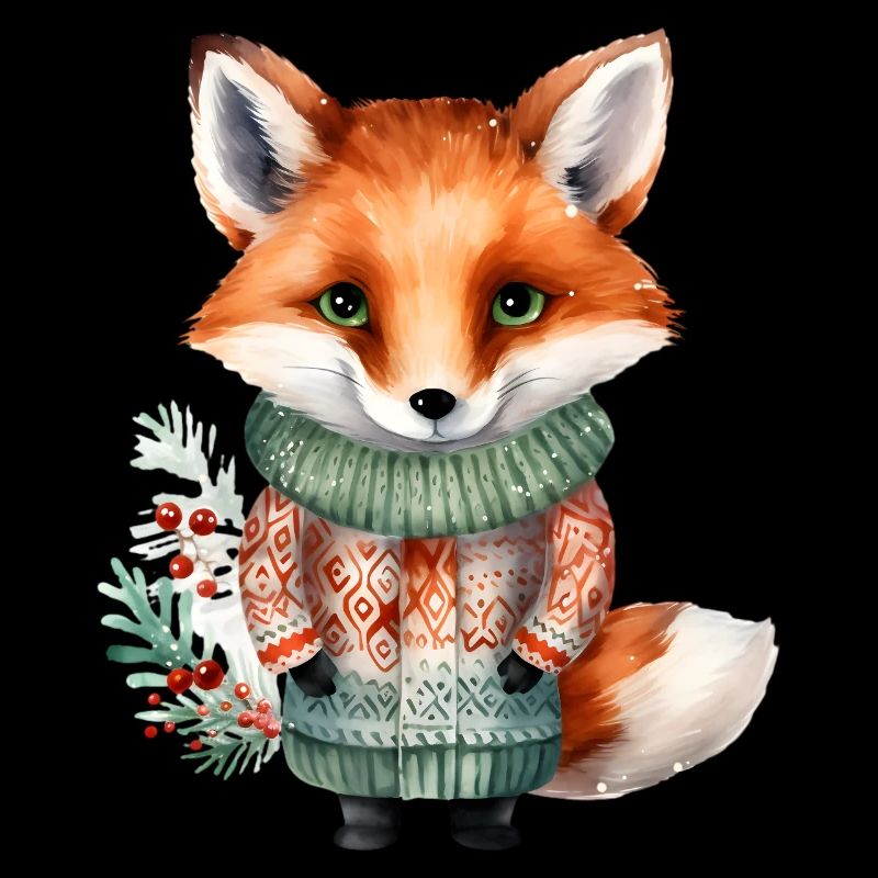 Winter fox in sweater