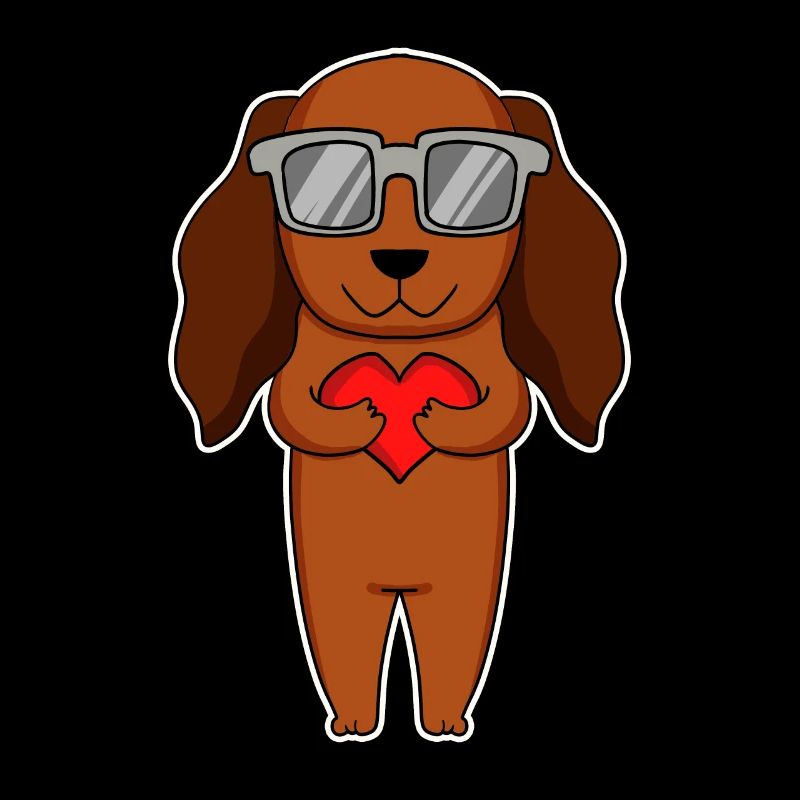 Hund mit Herz und Brille - Dackel
