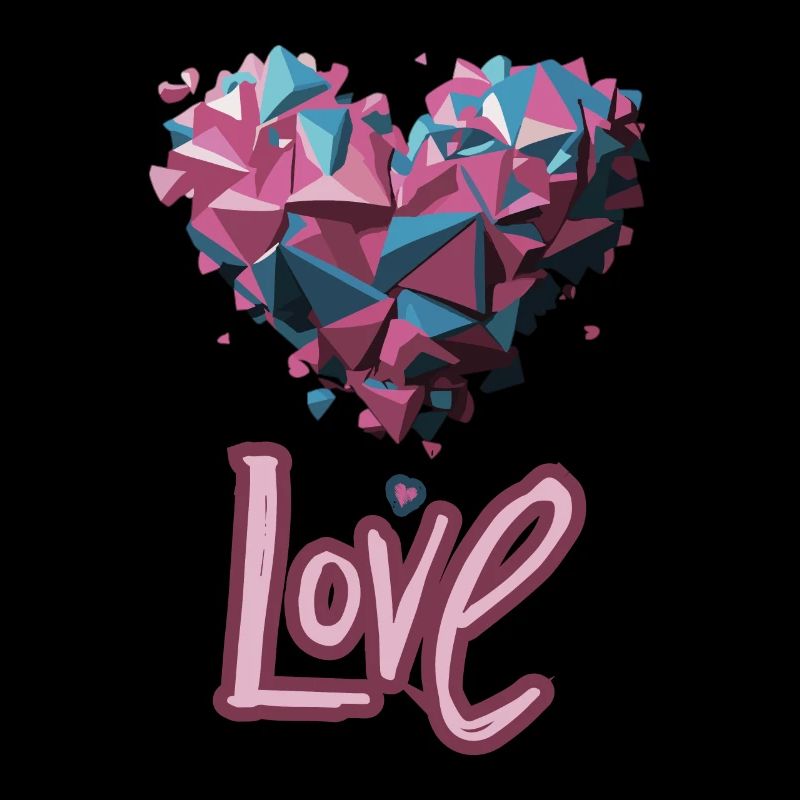 Pink and blue geometric heart