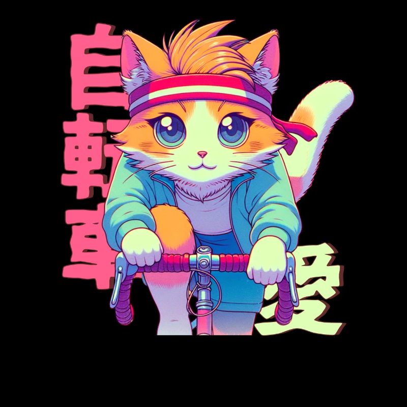 Chat d’anime cycliste Neko