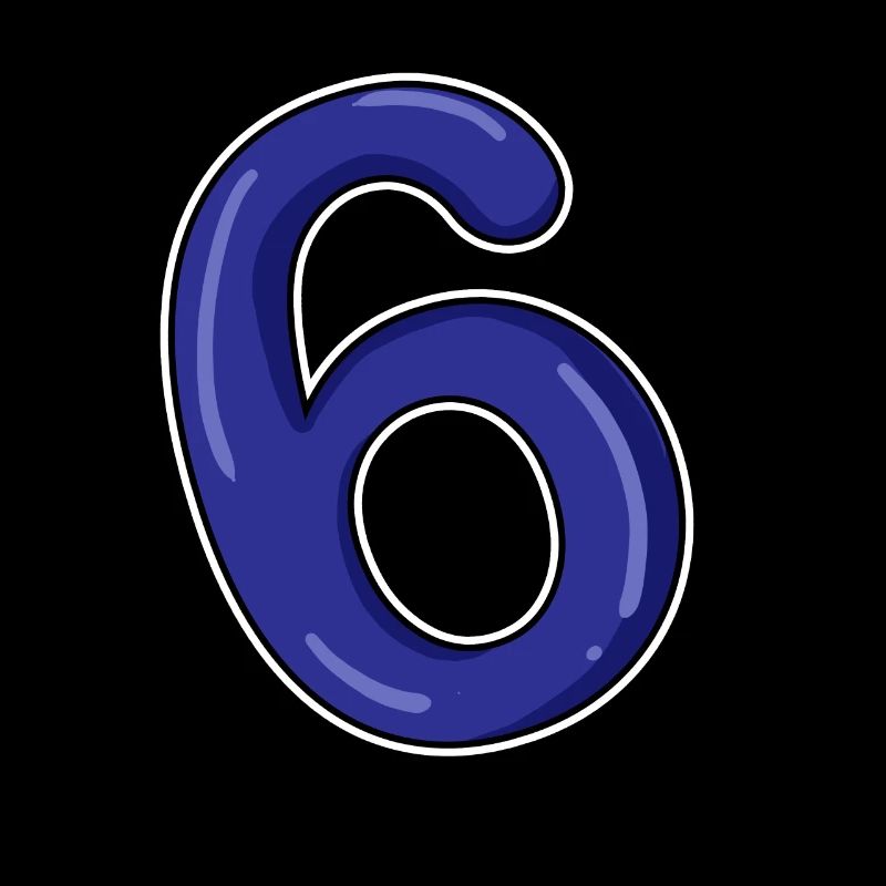 Nummer 6 Zahl Blau