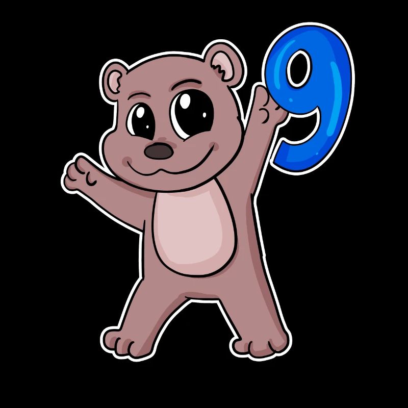 Ours motif 9e anniversaire - 9 ans