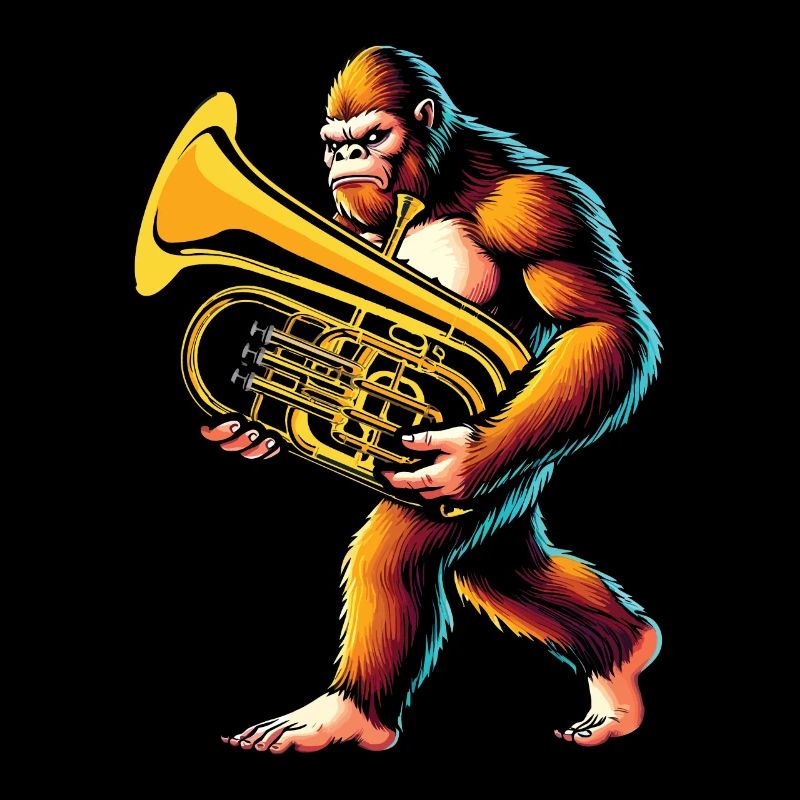 Yeti Gorilla mit Euphonium