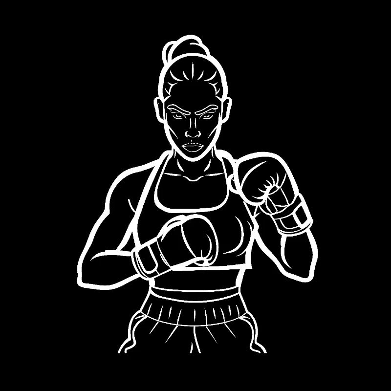 Dessin au trait de boxeuse féminine