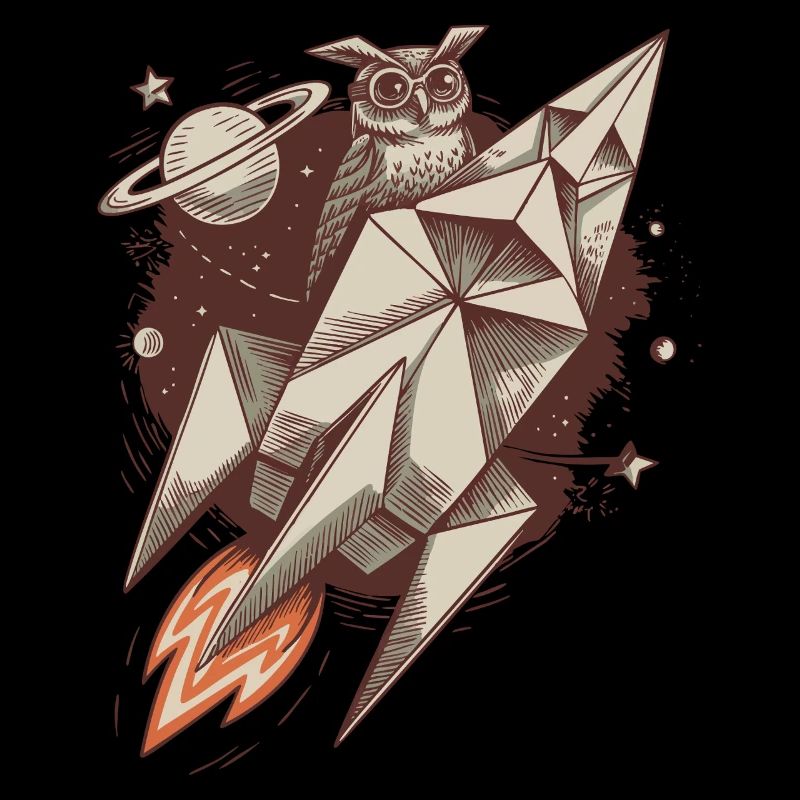 Weise Eule auf einer Rakete - Cosmic Adventure