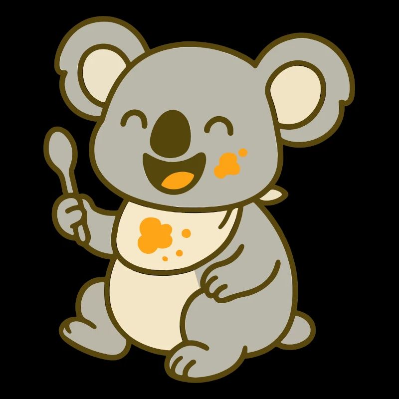 Mignon bébé koala mangeant