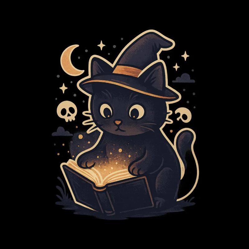 Haunted cat reads magic book