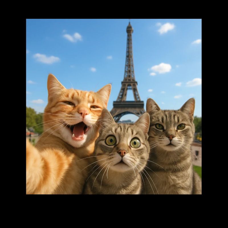 Cats selfie in Paris Romantic Cat Moment Gift
