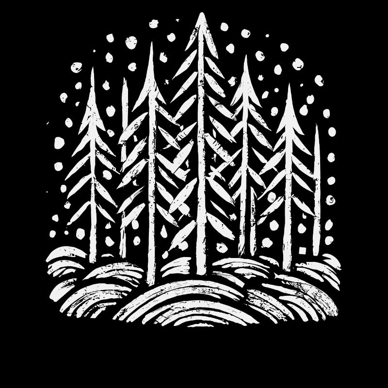 Imprimé arbre de forêt enneigée