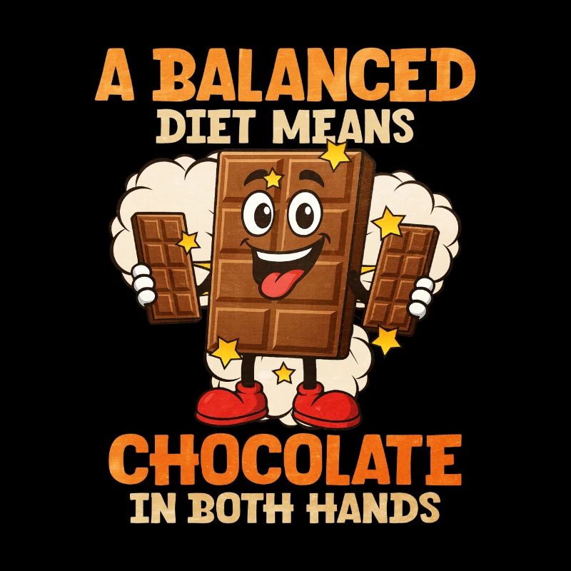 Balanced chocolate motif with comic character