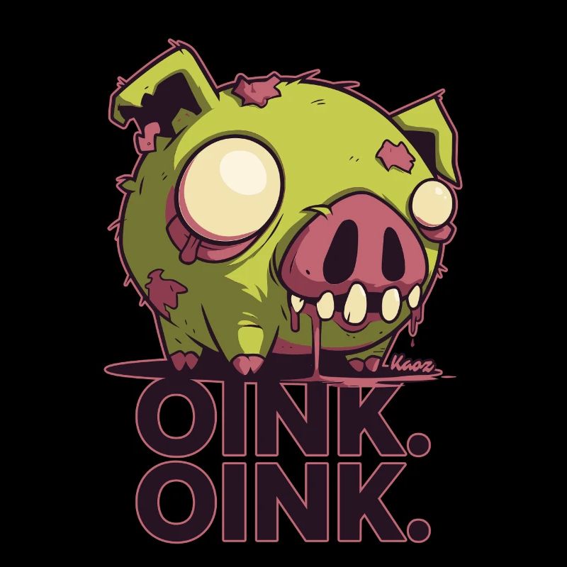 Conception de dessin animé de cochon zombie effrayant