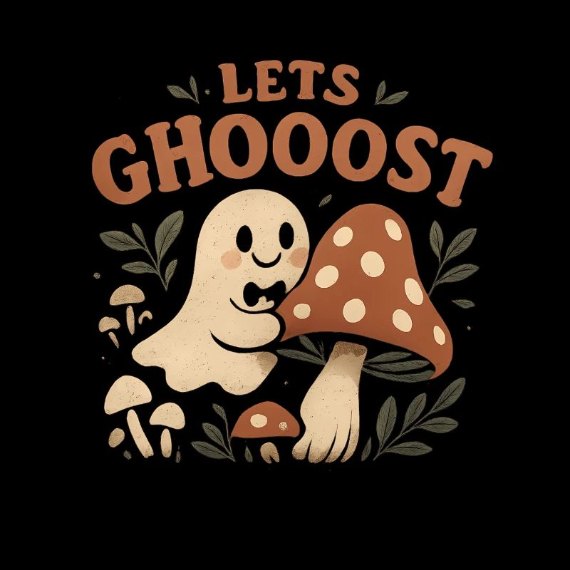 Fun ghost and mushroom motif