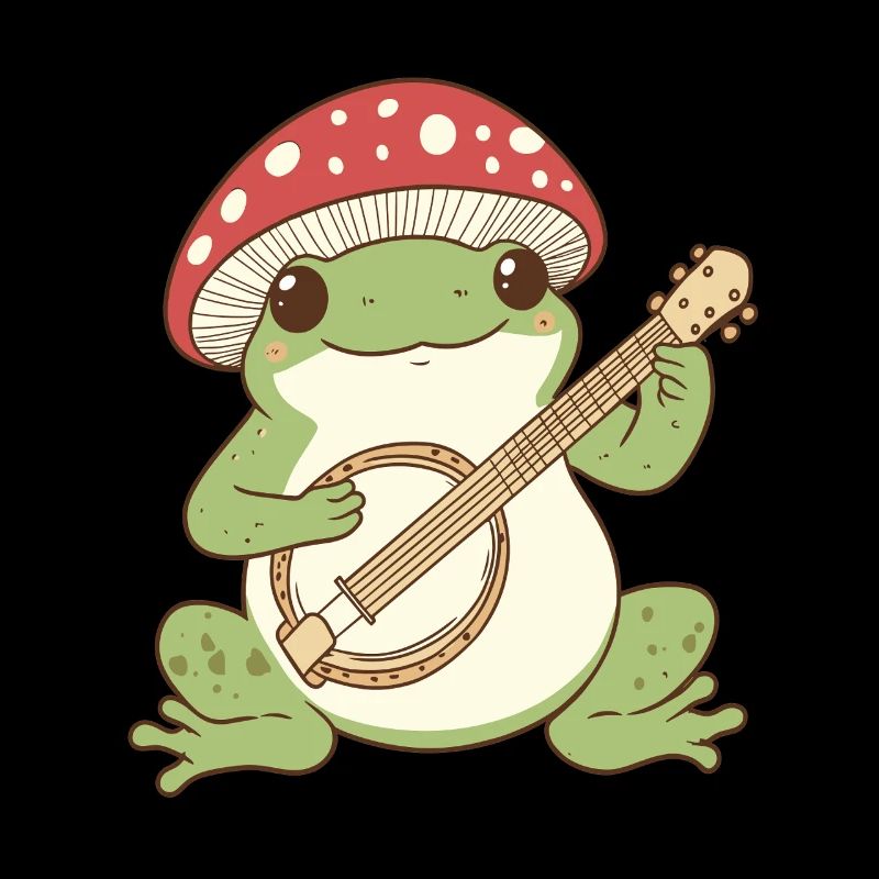 Grenouille champignon avec guitare