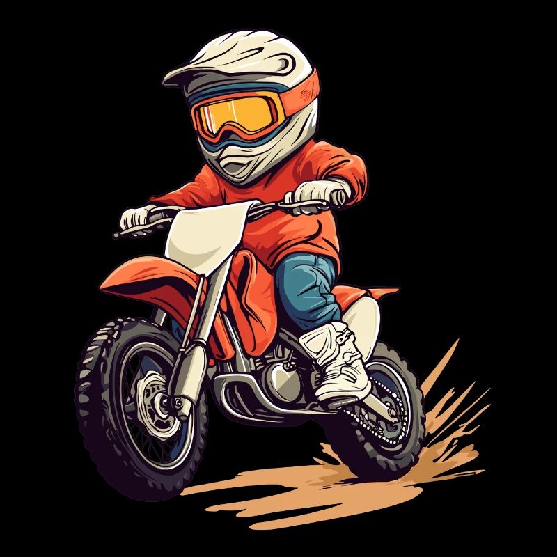 Child riding a motorcycle with a helmet