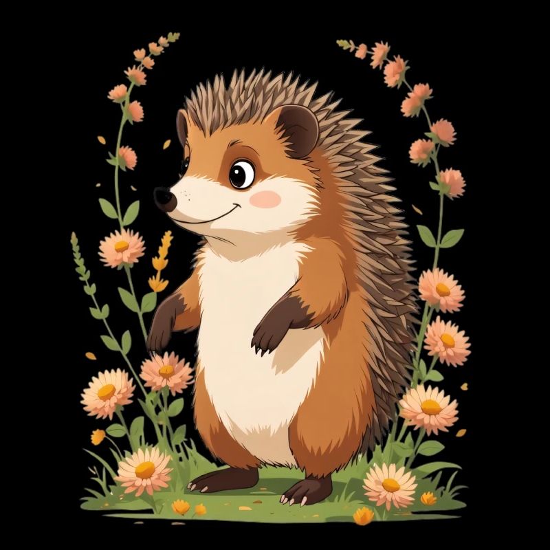 Cute hedgehog with flower wreath