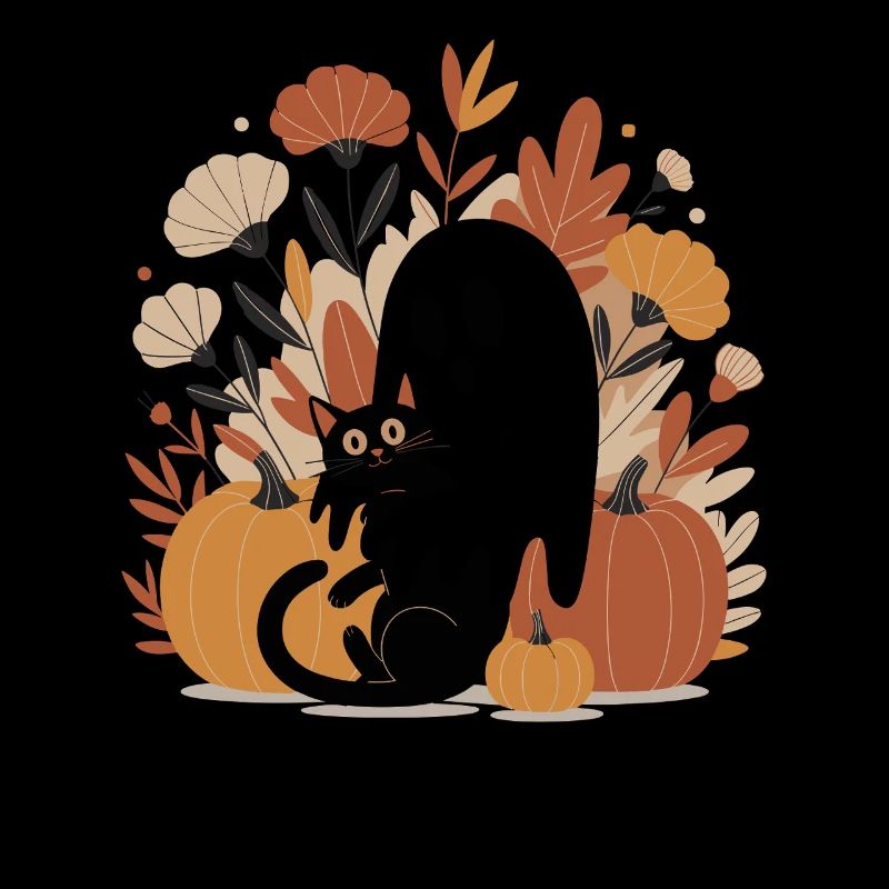 Ghost Pumpkin Cat Cute Halloween Autumn