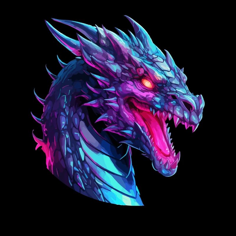 Neon Dragon Head Artwork