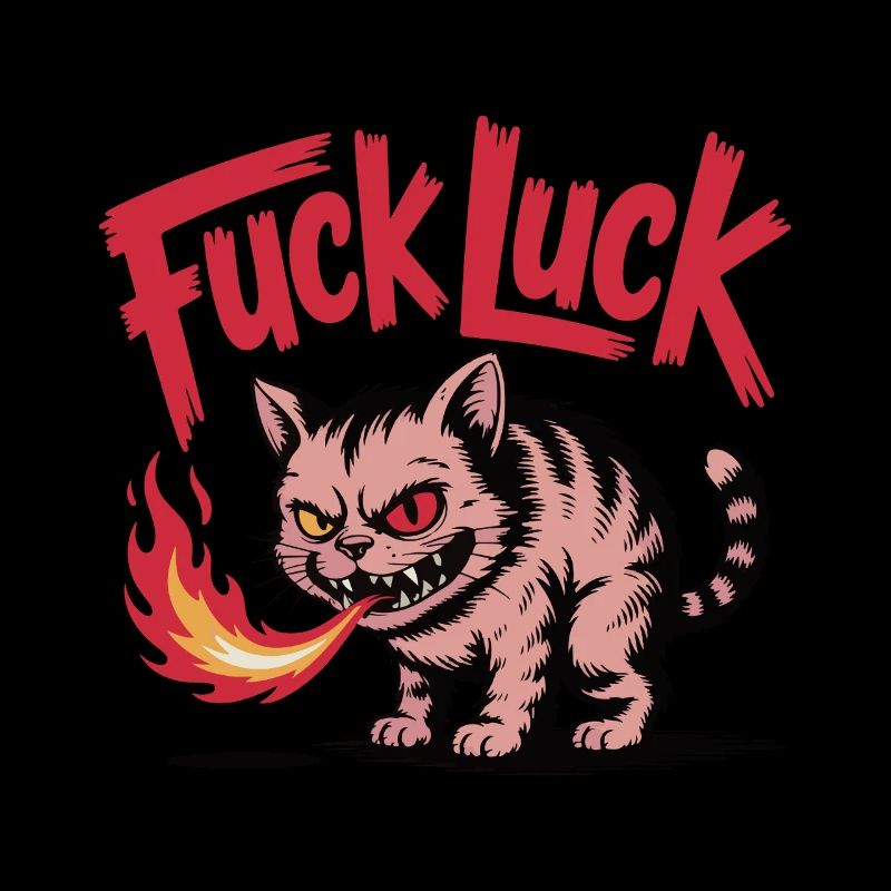 Fiery Cat with Bold Text Design