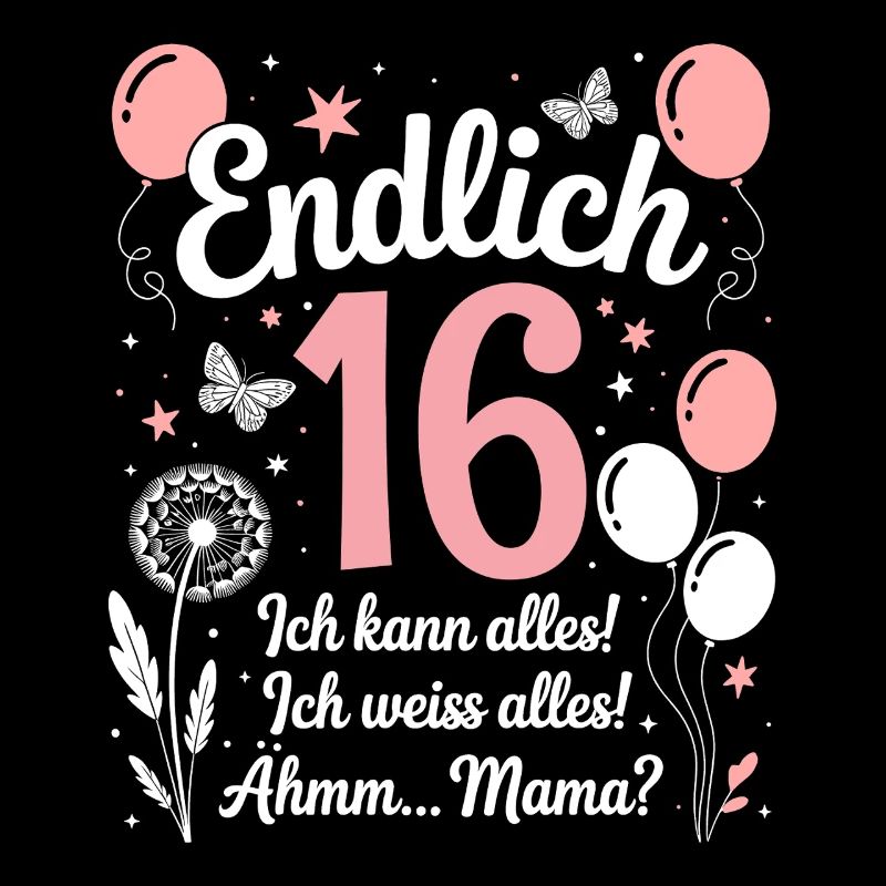 Endlich 16 Geburtstag 16 Jahre Geschenk Mädchen