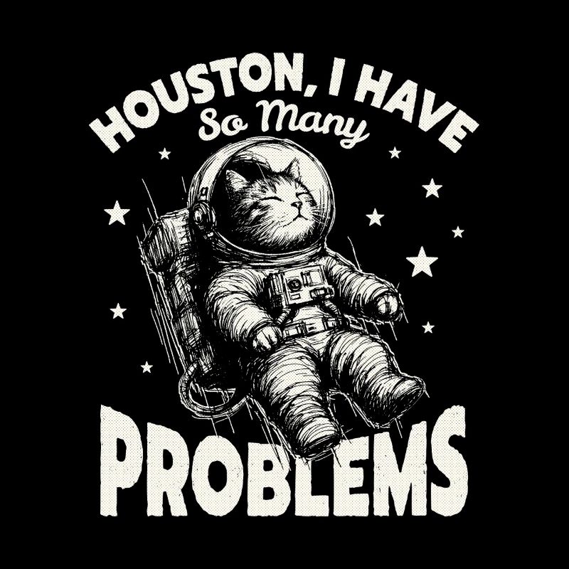  Houston I Have So Many Problems Funny Space Cat