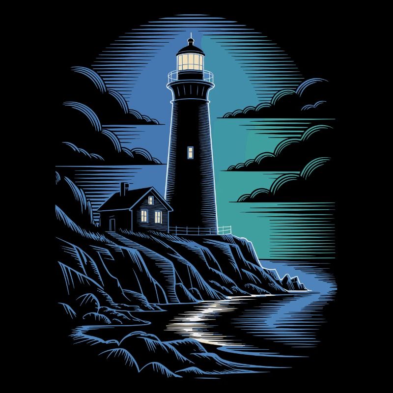 Lighthouse on the rocky coastal path