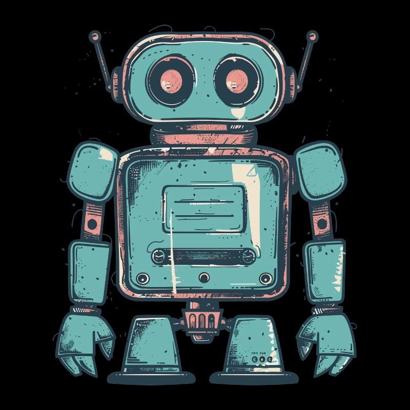 Dessin de robot sarcelle rétro