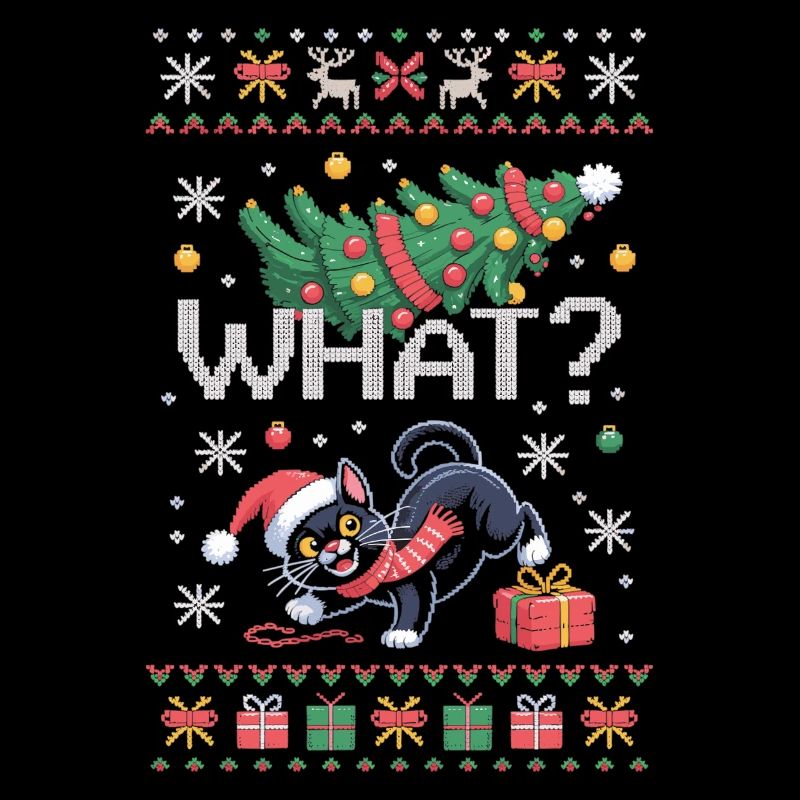 Chemise de Noël chat – Quoi ? Style pull moche