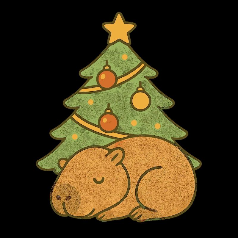 ✨ Sleeping Capybara under the Christmas Tree 🎄