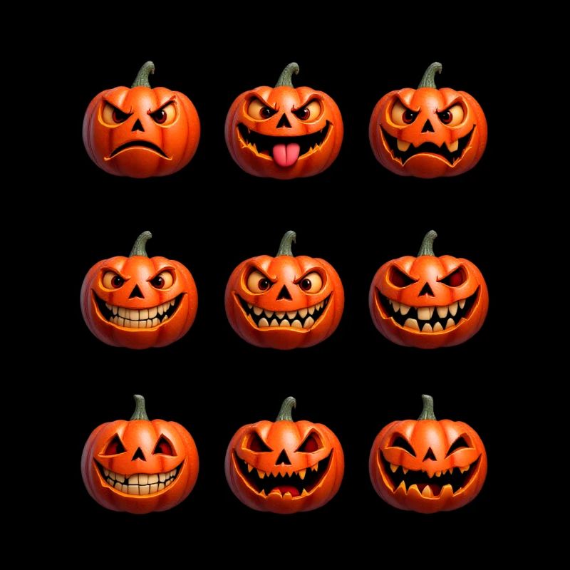 Halloween Pumpkin Faces Pattern