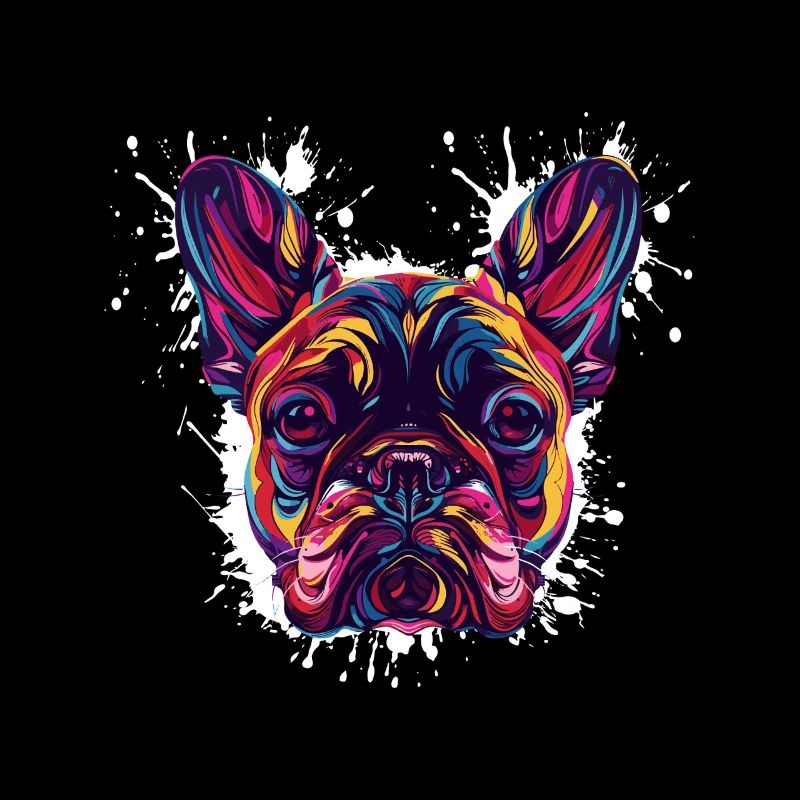Farbexplosion Bulldogge Kopf