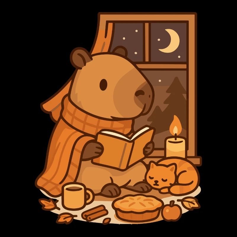 Capybara Reading Nook – Cozy Herbstabend