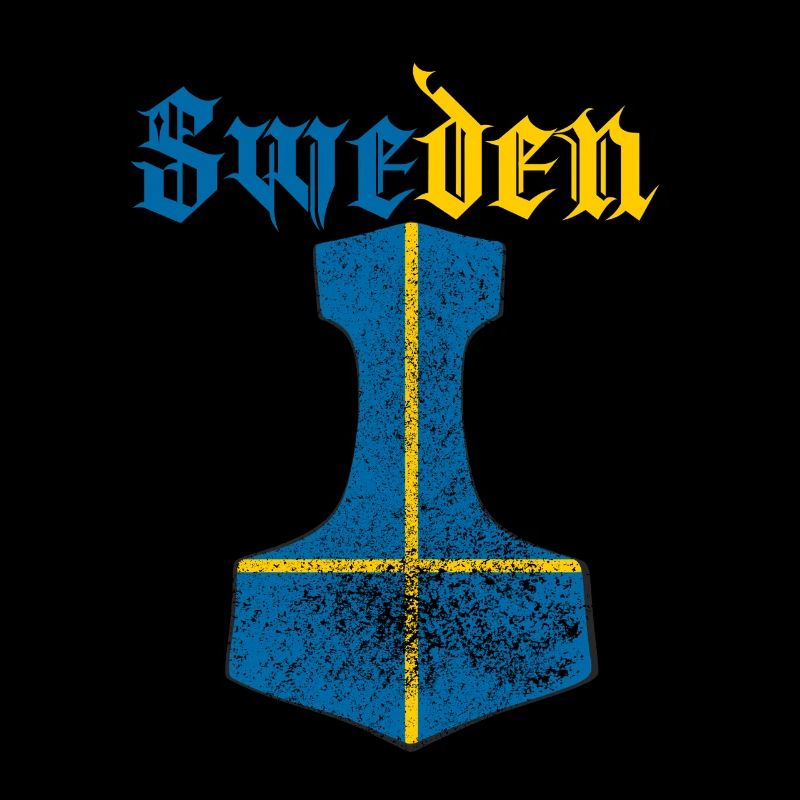 Sweden Flag – Mjölnir Thorhammer Design
