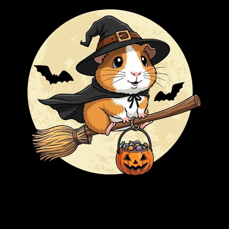 Cute Guinea Pig Witch Halloween