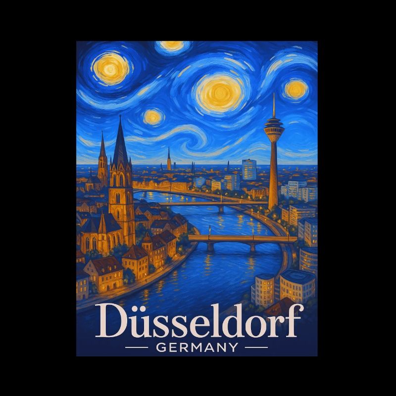 Panorama nocturne de Düsseldorf sur le Rhin