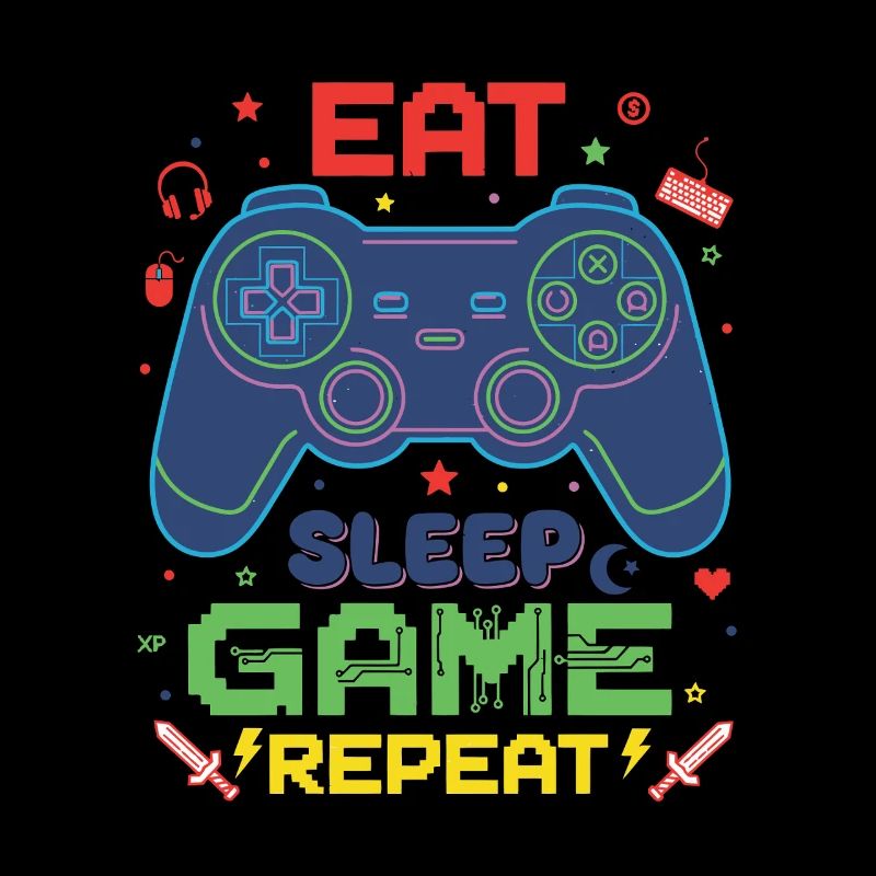 Eat Sleep Game Repeat Neon Controller