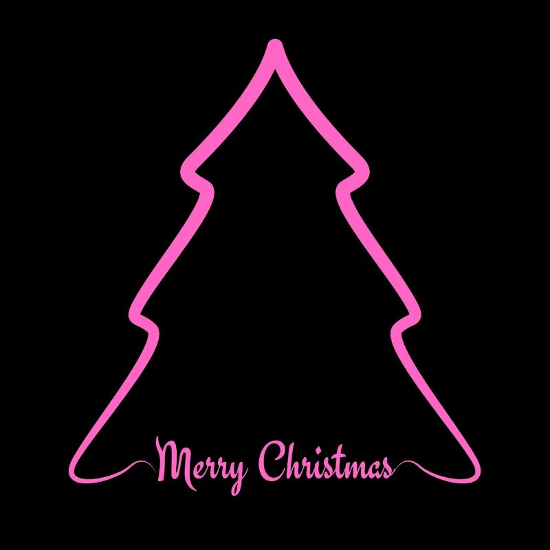 Neon Pink Christmas Tree Outline