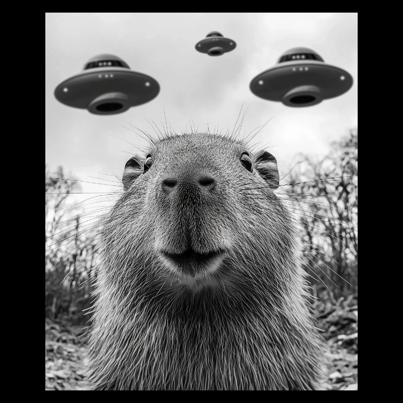 Capybara Selfie mit UFO